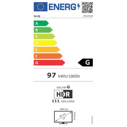 Igralni monitor 31.5" BENQ EX321UX 9H.LM7LB.QBE, 4K UHD, IPS, 144Hz, 1ms, 700cd/m2, FreeSync, bel
