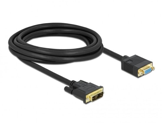 Kabel DELOCK, DVI 12+5 (M) na VGA (Ž), 3m