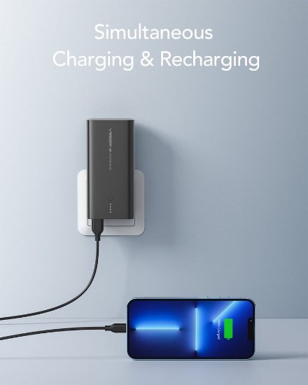 Mobilni USB punjač VEGER ACE100, 10000 mAh, ugrađena EU utičnica, crni