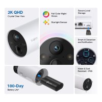 Mrežna nadzorna kamera TP-LINK Tapo C420S1, Tapo H200 Hub, 2K, baterijska, vanjska, WiFi, senzor pokreta, noćno snimanje
