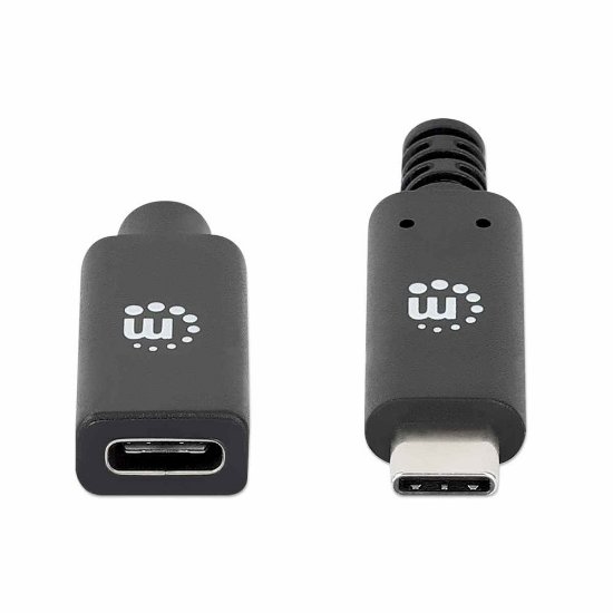Kabel MANHATTAN, USB 3.2 Gen2, USB-C (M) na USB-C (Ž), 100W, 1.2 DP Alt Mode, produžni, 0.5m