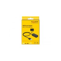 Adapter DELOCK, USB-A (M) na 2x3.5mm (Ž), 0.4m, crni