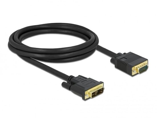 Kabel DELOCK, DVI 12+5 (M) na VGA (M), 2m