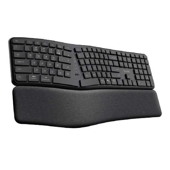 Tipkovnica TRUST Keyra Ergonomic, bežična, crna