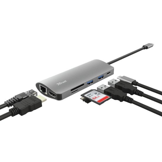 Docking station TRUST Dalyx, 7 u 1, USB-C na 2x USB 3.1, USB-C, HDMI, G-LAN, Card Reader, za laptop