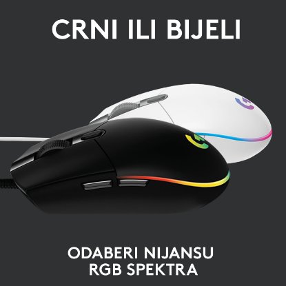 Miš LOGITECH Gaming G102 Lightsync, optički, 8000dpi, crni, USB