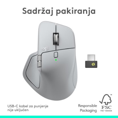 Miš LOGITECH MX Master 4, optički, bežični, BT, bijeli