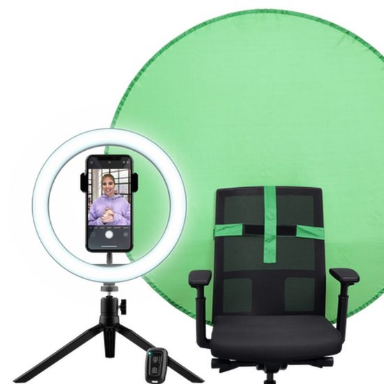 Set za streaming TRUST Maku+, svijetlosni prsten, green screen pozadina