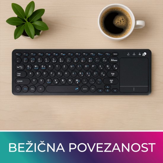 Tipkovnica OCTIO K100WBT, crna, WiFi, bluetooth