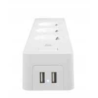 Pametni naponski kabel DELTACO SH-P03USB2, 3 utičnice, 2xUSB-A, WiFi, 1,5m, bijela