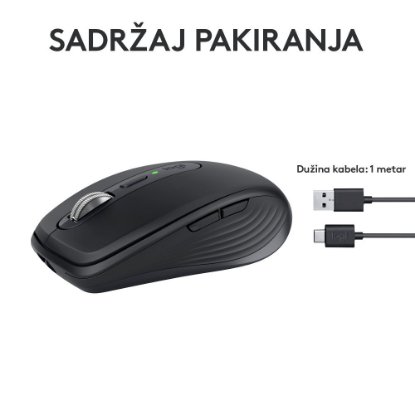 Miš LOGITECH MX Anywhere 3S, laserski, bežični, BT, graphite