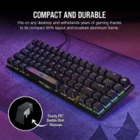 Tipkovnica CORSAIR K65 Pro Mini RGB, optičko-mehanička, Corsair OPX, US Layout, USB, crna