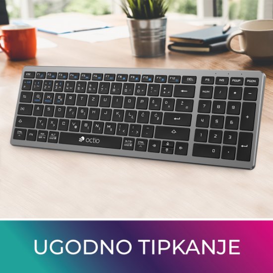 Tipkovnica OCTIO Style K290WBT, bežična, BT, crna