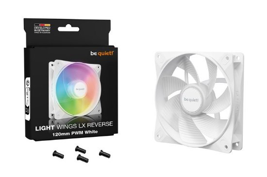 Ventilator BE QUIET Light Wings LX Reverse, PWM, RGB, 120mm, 1500 okr/min, bijeli