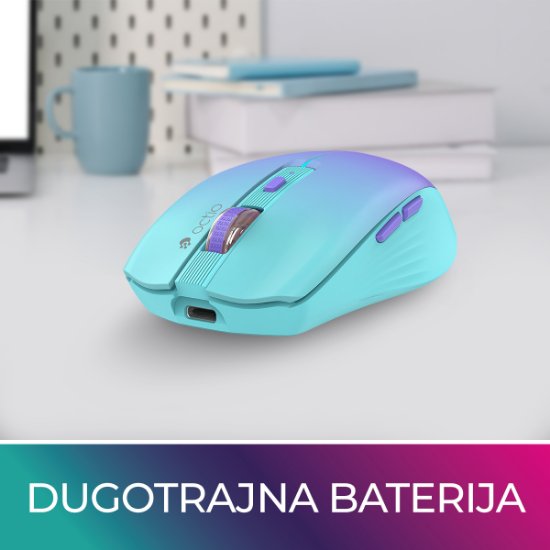 Miš OCTIO Style M310WBT, RGB, optički, bežični, BT,1600dpi, plavi