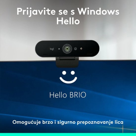 Web kamera LOGITECH Brio 4K, 4K UHD, USB-A/USB-C, crna