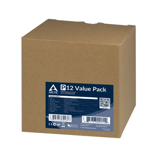 Ventilator ARCTIC P12, 120mm, 1800 okr/min, 5 pack, crni