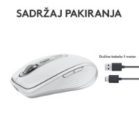 Miš LOGITECH MX Anywhere 3S, laserski, bežični, BT, pale gray
