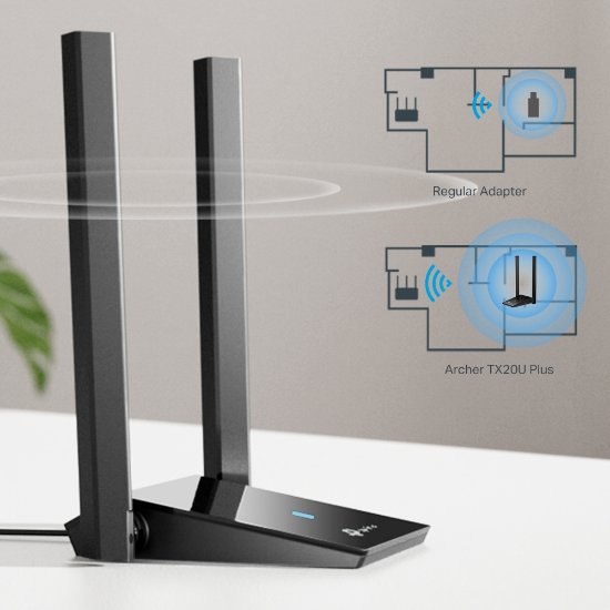 Mrežni adapter TP-LINK Archer TX20U Plus, AX1800, High Gain Dual Band Wi-Fi 6, USB adapter, za bežičnu mrežu
