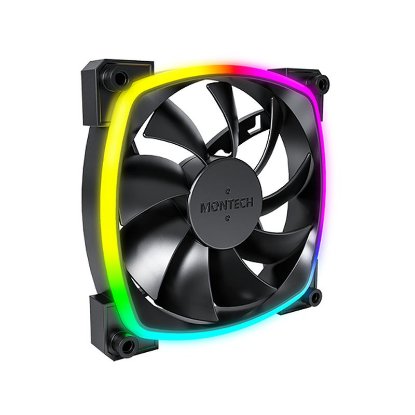 Ventilator MONTECH AX120 PWM, 120mm, 1600 okr/min, RGB, crni