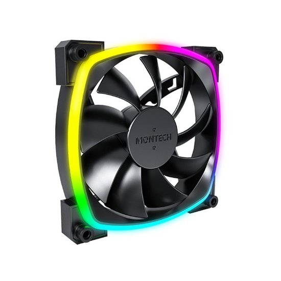 Ventilator MONTECH AX120 PWM, 120mm, 1600 okr/min, RGB, crni