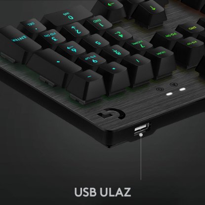 Tipkovnica LOGITECH Gaming G513 Carbon, RGB, mehanička, GX Brown Tactile, US layout, crna