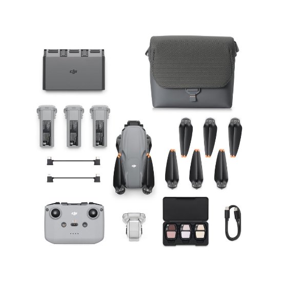 Dron DJI Air 3S Fly More Combo (DJI RC-N3), 4K UHD kamera, 3-axis gimbal, vrijeme leta do 45min, upravljanje daljinskim upravljačem, sivi