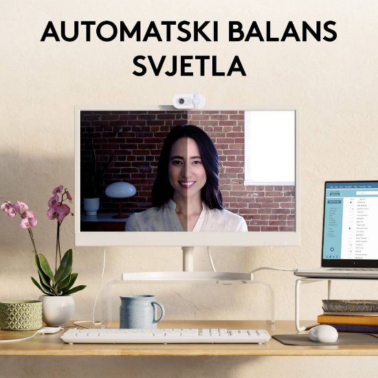 Web kamera LOGITECH Brio 100, bijela