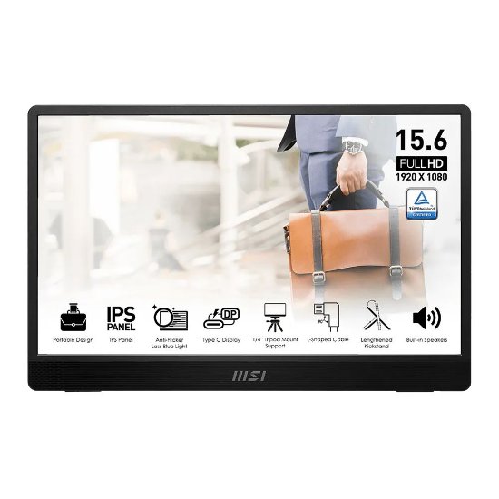 Gaming monitor 15.6" MSI PRO MP161 E2U, FHD, IPS, 60Hz, 4ms, 250cd/m2, zvučnici, crni