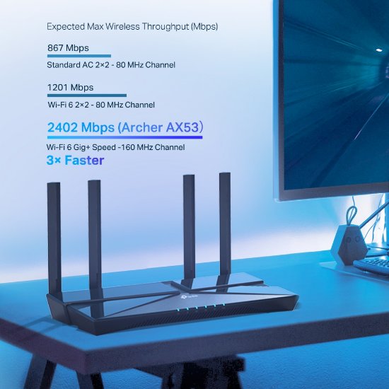 Router TP-LINK Archer AX53, AX3000, Wi-Fi 6, 4x 10/100/1000 LAN + WAN, 4 antene, bežični