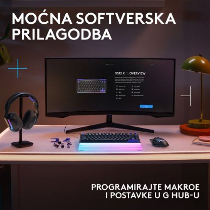 Tipkovnica LOGITECH Gaming G512 X 75, tactile switch, RGB, mehanička, US Layout, USB, crna