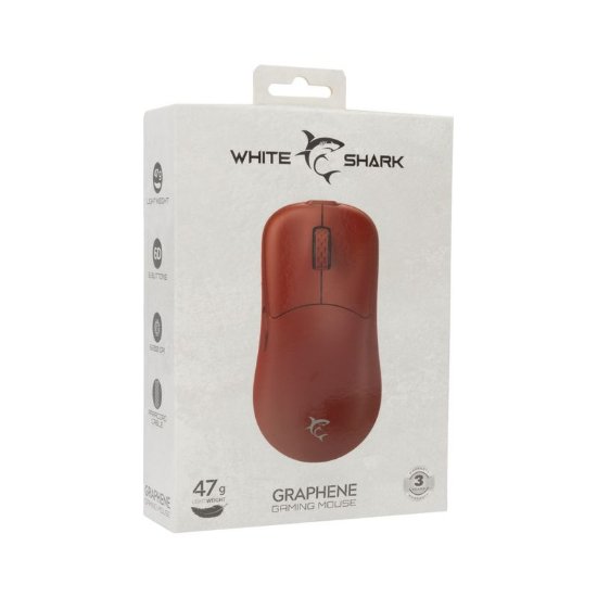 Miš WHITE SHARK Graphene, optički, 12400dpi, crveni