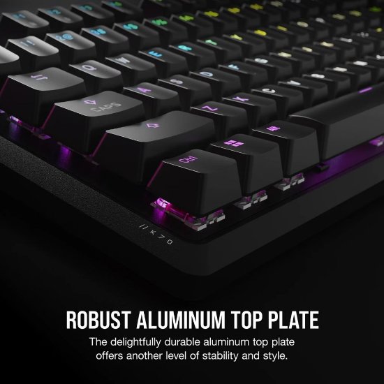 Tipkovnica CORSAIR K70 RGB Core, mehanička, MLX Red Linear switch, US Layout, USB, crna