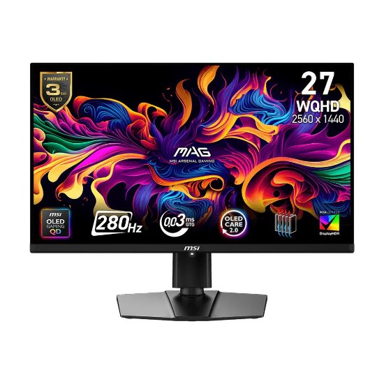 Gaming monitor MSI MAG 271QP QD-OLED X28, WQHD, OLED, 280Hz, 0,03ms, 1000cd/m2, pivot, crni