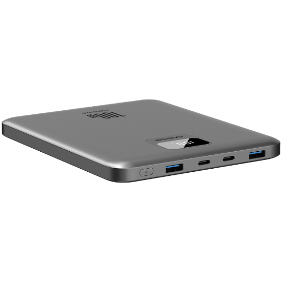 Mobilni USB punjač CANYON PB-2008 LED Flat, 20000mAh, PD 100W, QC3.0, 2x USB-A, 2x USB-C, sivi